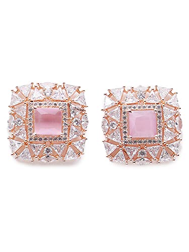 Image of Karatcart Women Green American Diamond Stud Earrings