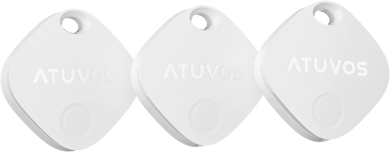 ATUVOS Air Tracker Tags-3 Pack, Bluetooth Luggage Tracker Works with Apple Find My APP (iOS Only, Not for Android), Keys Finder and Item Locator for Luggage, Backpack, Suitcases, Replaceable Battery