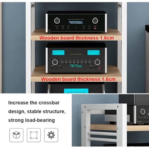 Stojak HiFi 5-poziomowy ruchomy stojak na nośniki AV, szafka na komponenty, stojak na odtwarzacz CD do salonu i stojak stereo, wieża audio z regulacją wysokości, drewniana półka do domu, biura, teatru