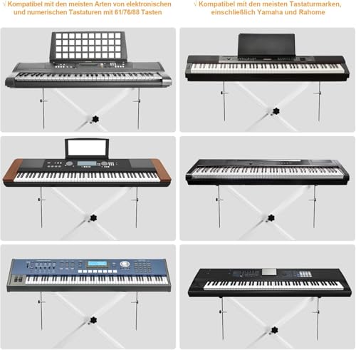 MAMIZO Support de clavier avec tabouret, réglable en hauteur, support de clavier et tabouret de clavier, double X-Frame, tabouret de piano, pliable, banc de clavier pour piano électrique, blanc - Les Beatles, Paul McCartney, John Lennon, RIngo Starr, George Harrison MAMIZO Support de clavier avec tabouret, réglable en hauteur, support de clavier et tabouret de clavier, double X-Frame, tabouret de piano, pliable, banc de clavier pour piano électrique, blanc – Image 7