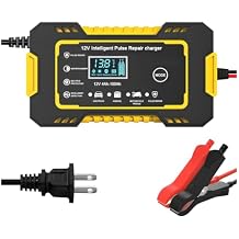 Mandark Car Battery Charger, 12V 6A Smart Fully Automotive Battery Trickle Charger, Portable Vehicle Battery Maintainer Desulfator with Temperature Compensation, Universal for SUV RV Truck Yellow