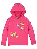 Dieses pinkfarbene Sweatshirt zeigt das ikonische Wonder Woman Logo, Sterne und sogar Comic Details in coolem Glitzer.