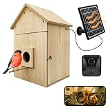 Bird House with WiFi Camera Solar Powered for Wireless Outdoors, HD View Nesting & Hatching, Box House for Bluebird Swallow Wren Chickadee, PIR Detection, SD Card & Cloud Storage, IR Night Vision IP65