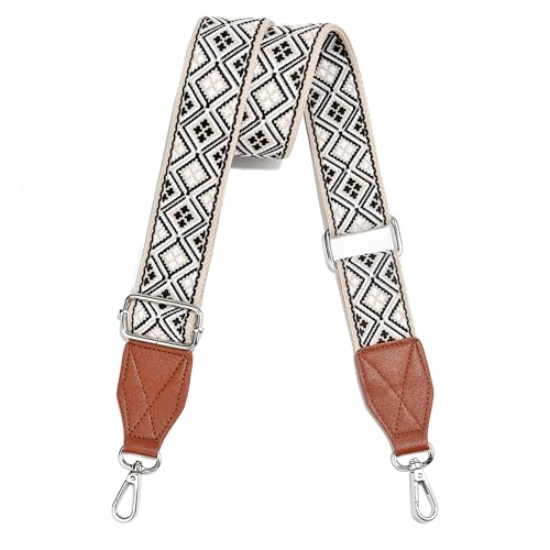 Image of Purse Strap,1.5 inch Leather End Shoulder Strap Adjustable Replacement,Retro Multi-Pattern Crossbody Bag Straps