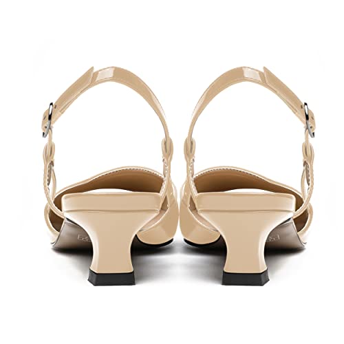 SKYSTERRY Women's Patent Slingback Cute Cut Out Pointed Toe Office Spool Low Kitten Heel Pumps Office Work Shoes 1.5 Inch4