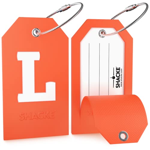 Image of Initial Luggage Tag with Full Privacy Cover and Stainless Steel Loop - (Letter L)