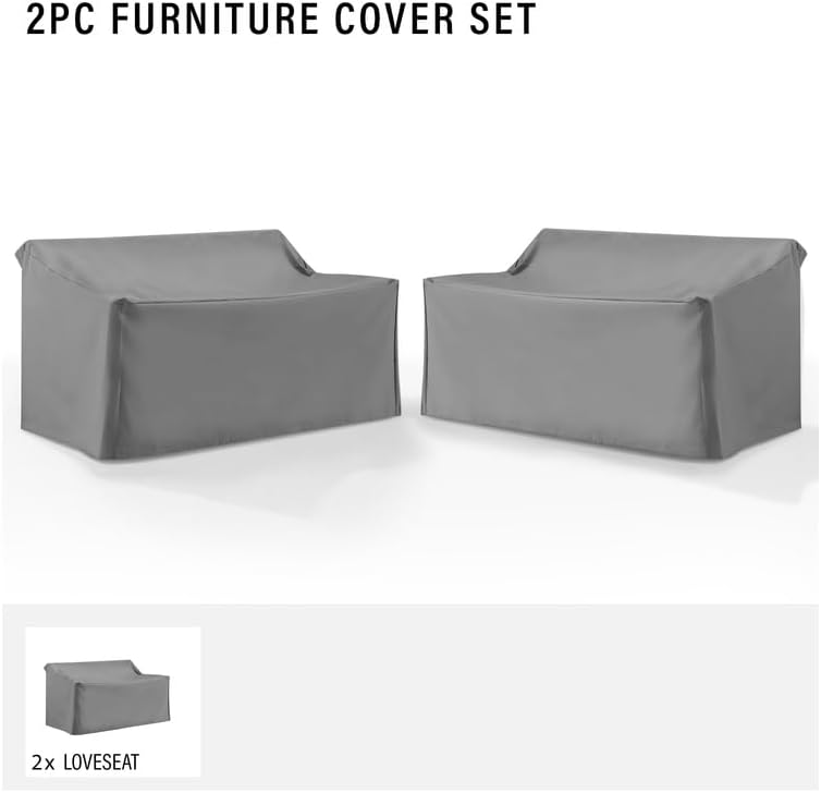Outdoor Loveseat Cover Set - 2 Piece Patio Furniture Covers - 58" W x 36.5" D x 30" H - Gray Vinyl