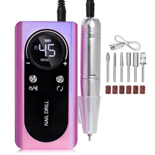 Grimmstr 45000RPM Electric Portable Nail Drill Machine Rechargeable Low Noise Nail Sander File for Manicure Salon Tool Easy to Use