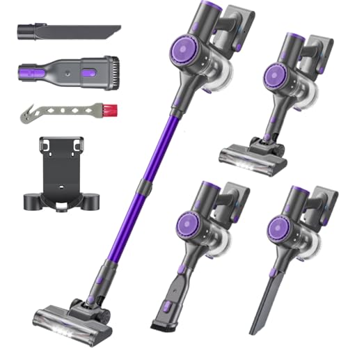 BlueEpic Cordless Vacuum Cleaner, 45KPA 45Mins Rechargeable Vacuum Cordless, Stick Vacuum with 2 Adjustable Modes, Handheld Vacuum for Home/Pet Hair/Carpet/Floor (Purple)