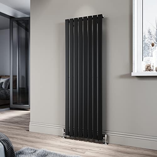 ELEGANT Black Double Panel Radiator 1800 x 408 mm Modern Flat Panel Column Designer Radiator Slim Radiator Tall Upright Central Heating Rad