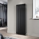 ELEGANT 1600 x 544 mm Black Vertical Radiator Tall Upright Single Flat Panel Radiator Modern Column Designer Central Heating Rad