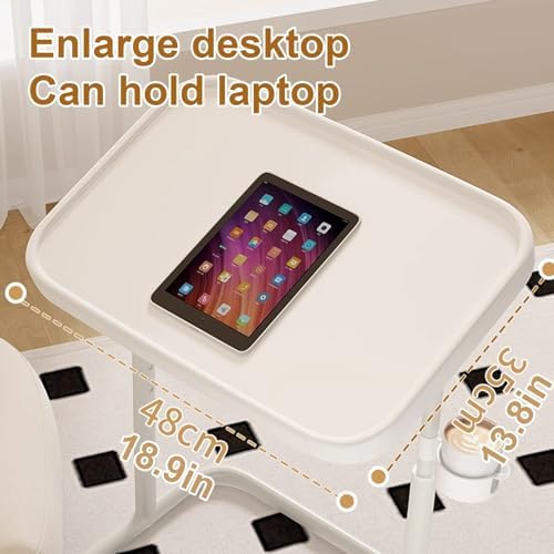 Adjustable Rolling Desk, Metal Folding TV Tray Table with Cup Holder, 3 Height Settings, 180° Flip - Ideal for Small Spaces