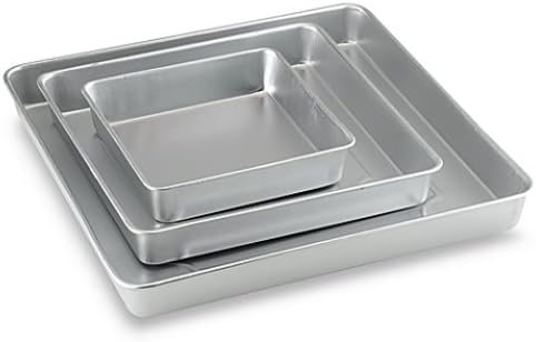 BESSE Aluminium Square Shape Cake Mould- Set of 3pcs