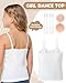 iMuchic Camisole Tank Tops for Girls, Stretch Undershirts Comfortable Camis with Clear Straps and Silicone Cover (US, Alpha, Medium, Regular, Regular, White)
