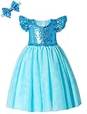 Cilucu Baby Girl Sequin Dress Ruffle Tutu Flower Girls Dress for Wedding Bridesmaid Princess Dress Kids Birthday Party Dress Easter Valentine's Day Gown Aqua Blue Size 2-3T