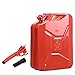 Goplus 20 Liter (5 Gallon) Jerry Fuel Can with Flexible Spout, Portable Jerry Cans Fuel Tank Steel Fuel Can, Fuels Gasoline Cars, Trucks, Equipment(Red)