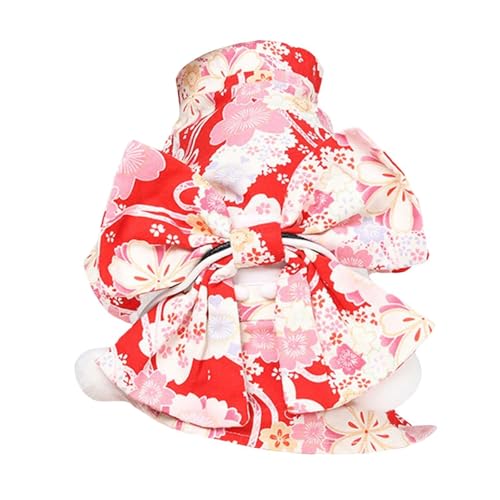 Cosiro 猫ドレス 猫プリンセスドレス 快適なペットアパレル ペット用品 蝶ネクタイ付き 小型犬用 スタイリッシュ 猫コスチューム 猫衣装, 赤