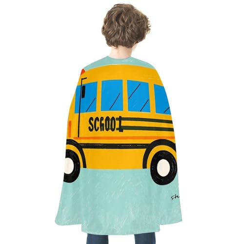 Rkklvbns School Bus Halloween Cape Reversible Cloak Dress Up Capes Personalization Superhero Capes Cosplay Clothing Decoration For Holiday Party