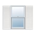 15 Inch x 55 Inch Standard Louver Exterior Vinyl Window Shutters, White (Pair)