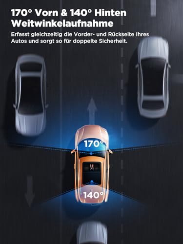 Topabol Dashcam Auto, 4K + 1080P Dashcam Auto Vorne Hinten, WiFi Dash Cam mit 64GB SD Karte, Dual Auto Kamera mit Nachtsicht, 170° Weitwinkel WDR, G-Sensor, Loop-Aufnahme, APP Steuerung, Max 256GB