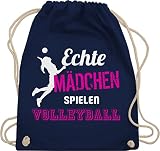 Shirtracer Volleyball Geschenke Zubehör - Echte Mädchen spielen Volleyball - Unisize - Navy Blau - turnbeutel volleyball - WM110 - Turnbeutel und Stoffbeutel aus Baumwolle