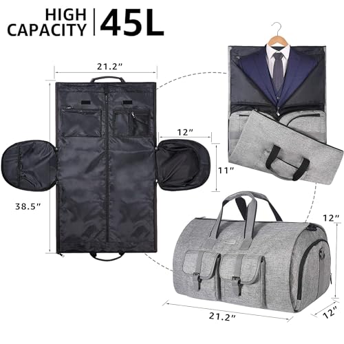 UNIQUEBELLA Carry-on Garment Bag Large Duffel Bag Suit Travel Bag Weekend Bag Flight Bag with Shoe Pouch for Men Women Age: Over 6 Years Old