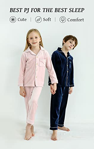 BANGSAUR Kids' Clothing Set, Coral Fleece Clothing, Button Down Winter Warm Long Sleeve Clothing, Boys Girls 3-12 Years2