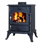 HEATSURE Woodburning Multifuel Stove Cast Iron Log Wood Burner Fireplace Glass View Airwash System Heat Warm Indoor 5KW Defra Approved Eco Design
