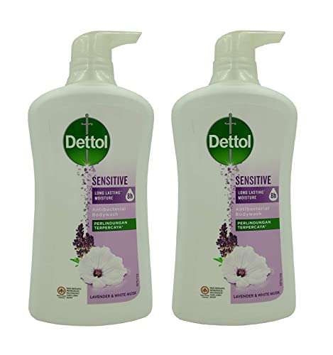 Dettol Anti Bacterial pH-Balanced Body Wash, Sensitive, 21.1 Oz / 625 Ml (Pack of 2) for Moisturizing