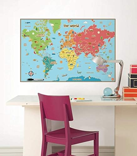 Wallpops Self Adhesive Kids World Map