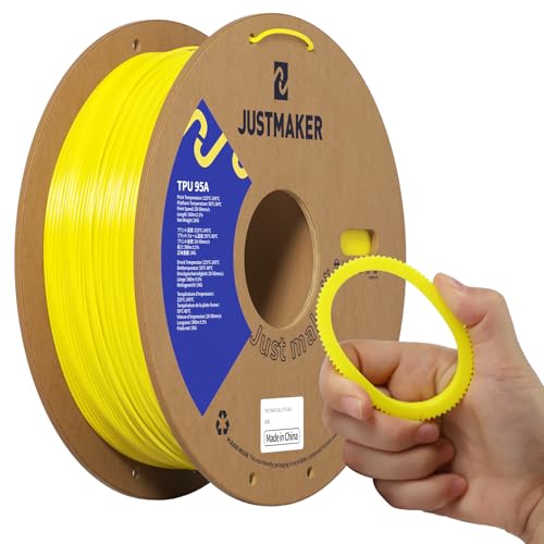 JUSTMAKER TPU 95A 3D Printer Filament, Suitable Resilience, Upgrade Cardboard Spool, 1kg, Dimensional Accuracy +/-0.05mm