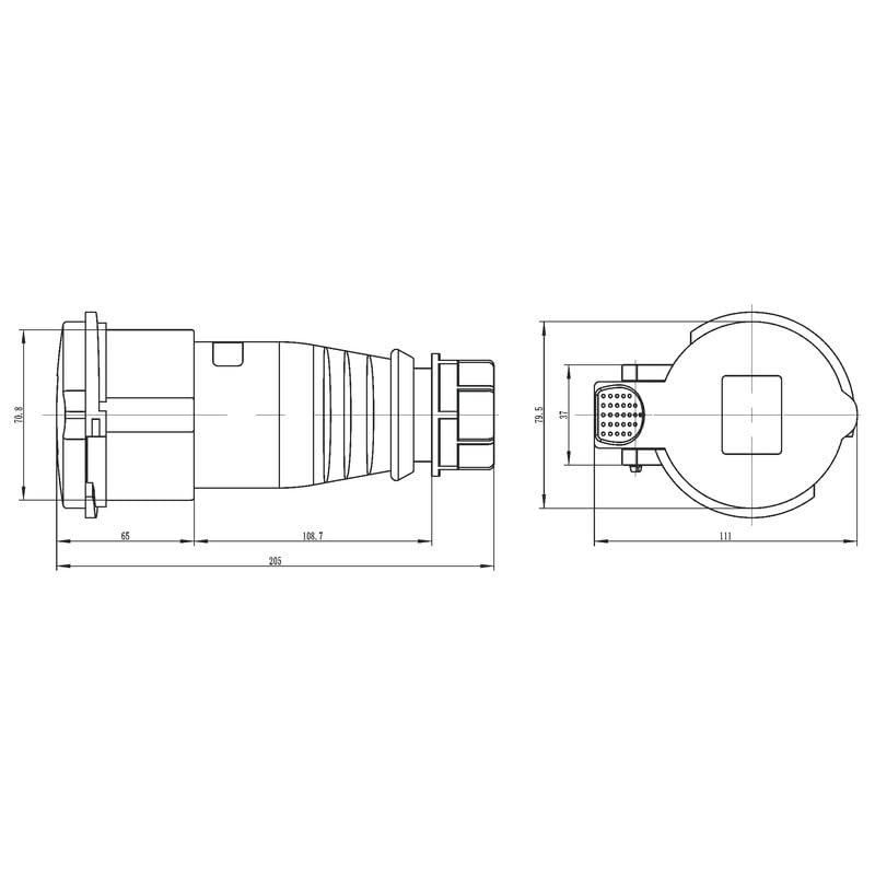 MX IP44 Industrial Plug 32A 5-Pin 400V –Splashproof CEE Power Connector |3P+N+E Plug for Machines, Generators & Industrial Equipment 1