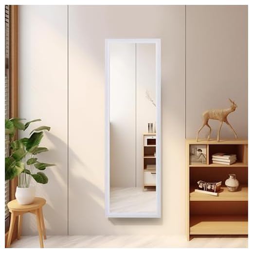 Beauty4U Full Length Mirror 50" X 14",White Full Body Mirror for Wall Long Framed Wall Mounted Hanging Mirror,Tall Shatterproof Rectangular Mirror for Living Room,Bedroom,Dorm