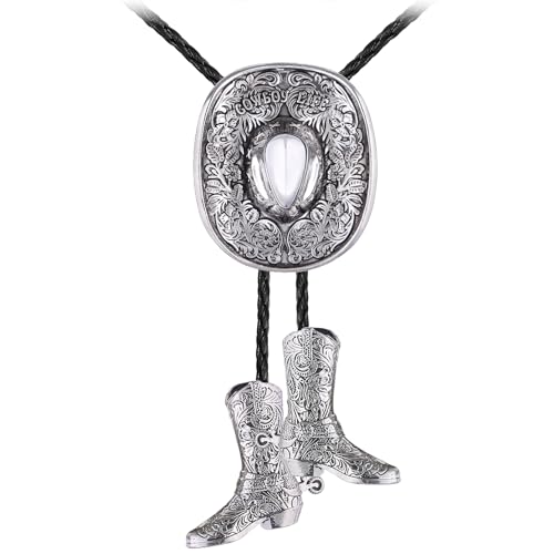 Image of GelConnie Bolo Ties for Men Women Western Cowboy Tie Mens Western Necklace Leather Necktie Gold Bolero Tie Cowboy Necklace