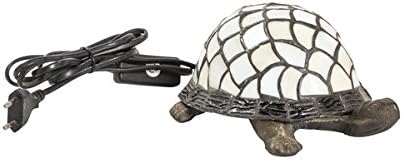 Brass Table Lamp with Tiffany Glass, Abat-Jour Turtle