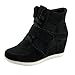 rismart Donna in Cima Cuneo Lavoro Informale Lacci Fibbia Sneaker Scarpe 8522(Nero,EU36)