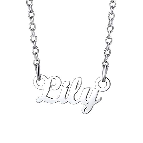 PROSTEEL Personalized Name Necklace Custom Name Pendant Dainty Jewellery Presents Gift for Women Girls Teenage Her, Stainless Steel/Gold Platd -Send G