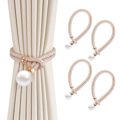 Juego de 4 alzapaños de cortina, color gris de algodón, para cortinas, para decoración de ventanas de oficina en casa (beige oscuro)