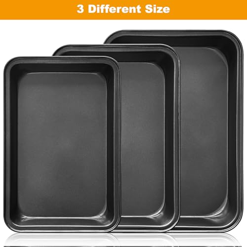 Abaigeal Set of 4 Baking Trays, Non Stick Oven Baking Tray, Rectangle Heavy Duty Carbon Steel Oven Tray, PFOA Free Roasting Tin Pans for Baking Food, Dishwasher Safe - Image 5