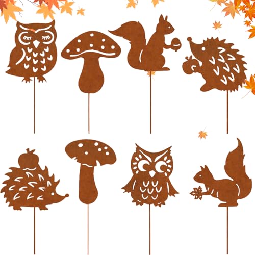 8er Gartenstecker Rost Herbsts Deko Herbstdeko Outdoor Innen 25cm...