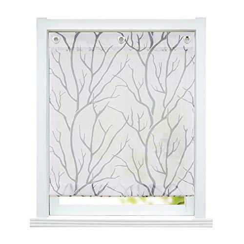 ESLIR Roman Blind No Drilling Required, Transparent with Eyelets, Curtains with U-Hooks, Eyelet Roller Blind, Modern Curtains