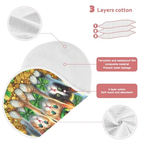 Cute Cats St Patricks Hat Baby Burp Cloths Burp Cloth Rags Cotton Burp Clothes Absorbent Muslin Burp Cloths Soft for Boy Newborn Girl Unisex 1 Pack 22x11 Inches3