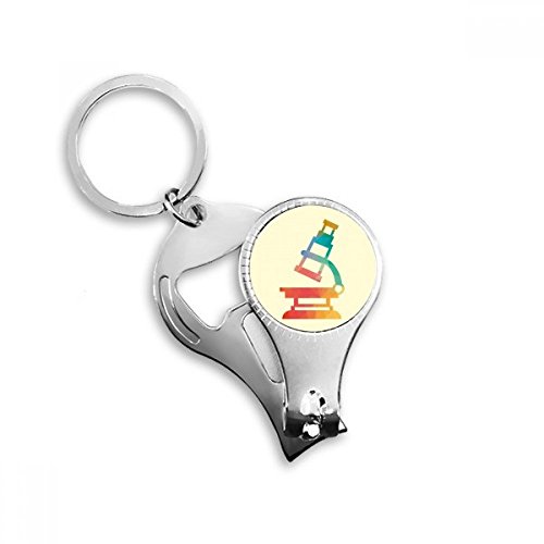 Cartoon Microscope Chemistry Pattern Nail Nipper Ring Key Chain Bottle Opener Clipper
