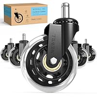 WEWILL Bürostuhl Rollen Stuhlrollen bis 300 kg Schreibtischstuhl Gummirollen Hartbodenrollen, Sehr leise Bürostuhlrollen 5PCS 11x22 mm, Keine Bodenschutzmatte Nötig Keine Kratzer im Boden