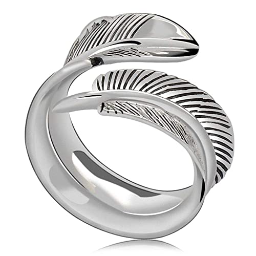 Bague en argent S925 de qualité supérieure, motif plume ciselée