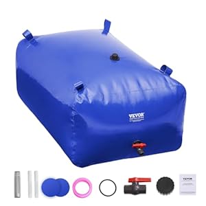 VEVOR 400L/105.7Gallon Water Storage Bladder, RV Water Tank, 1000D Blue PVC Collapsible Water Storage Containers, Large Capacity Soft Water Bag, Portable Water Bladder,Garden Irrigation, Camping