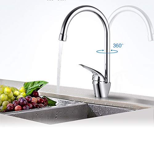 Grifo de cocina mezclador con caño giratorio de cobre fino y funcionamiento para agua fría y caliente 6
