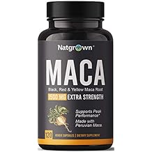 Natgrown Organic Maca Root Powder Capsules - Black, Red & Yellow - 1500 mg per Serving - Gelatinized Peruvian Maca Supplement - Non-GMO, Gluten-Free, Vegan - 120 Count