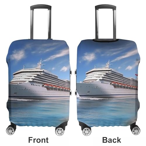Seaside Cruise Ship Luggage Cover, Elastic Luggage Protector Fits 19-32in Suitcases, Washable & Anti-Scratch Suitcase Cover for Men Women M3