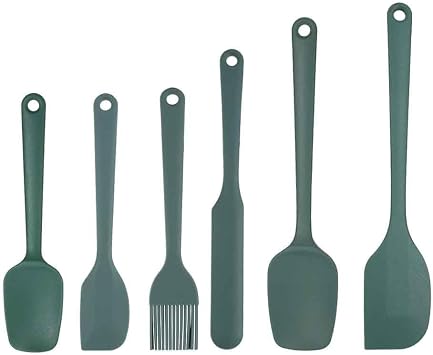 Silicone Spatula Set of 5-600F Heat Resistant Kitchen Scraper Spatulas, Strong Steel Core and One-Pieces Seamless Design, Great for Cooking Mixing & Baking - BPA Free & Dishwasher Safe green